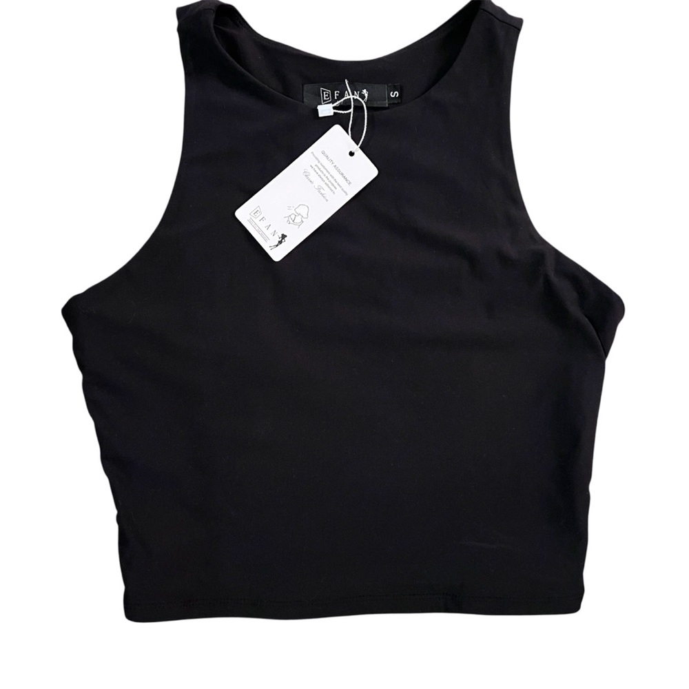 NWT Black Classic Black Crop Top Small